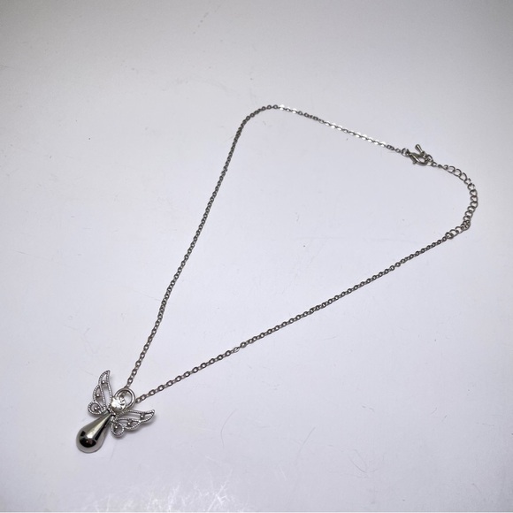 Silver Angel Pendant Clear Crystal & 20” Chain - Picture 5 of 6